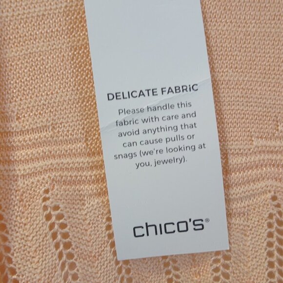CHICOS Lightweight Peach Open Cardigan Sweater NEW Size S/M Open Knit Batwing - Picture 4 of 7
